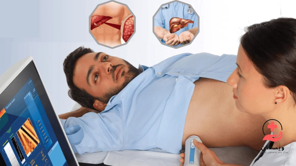 بیمار در حال انجام فیبرو اسکن کبد