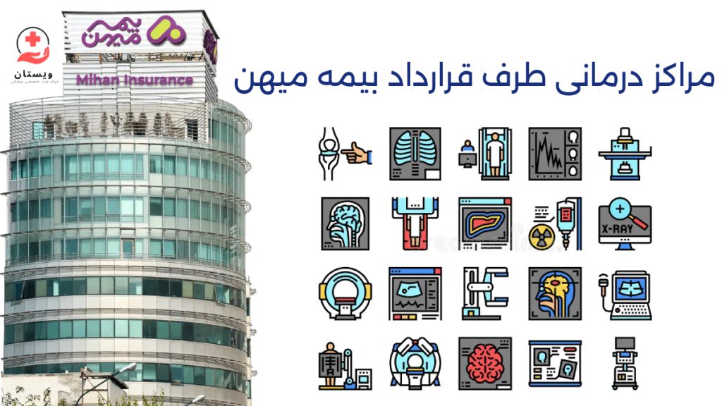 مراکز درمانی طرف قرارداد بیمه میهن 1404 - ساختمان بیمه میهن تهران + ایکون خدمات تصویربرداری پزشکی